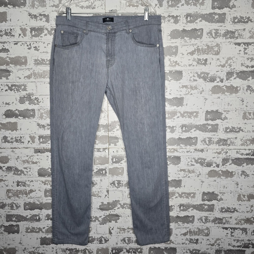 7 For All Mankind Jeans Mens 34x32 Gray Slim Fit Straight Leg Stretch Denim